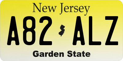 NJ license plate A82ALZ