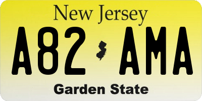 NJ license plate A82AMA