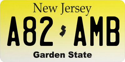 NJ license plate A82AMB