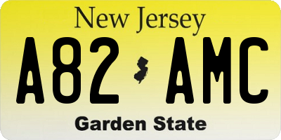 NJ license plate A82AMC