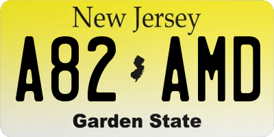 NJ license plate A82AMD