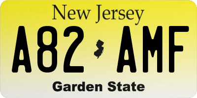 NJ license plate A82AMF