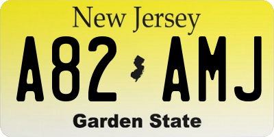 NJ license plate A82AMJ