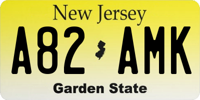 NJ license plate A82AMK