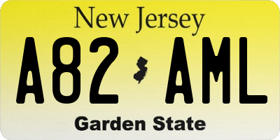 NJ license plate A82AML