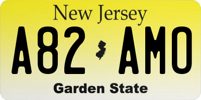 NJ license plate A82AMO