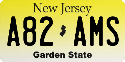 NJ license plate A82AMS