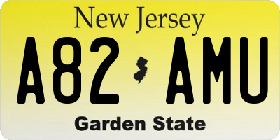 NJ license plate A82AMU