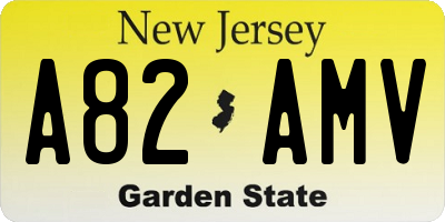 NJ license plate A82AMV