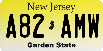 NJ license plate A82AMW