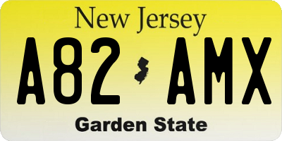 NJ license plate A82AMX