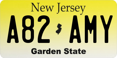 NJ license plate A82AMY