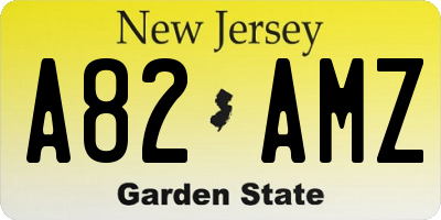 NJ license plate A82AMZ