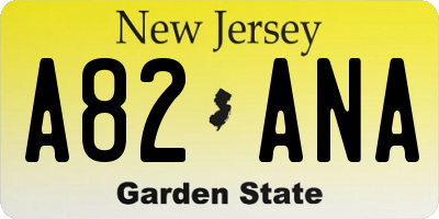 NJ license plate A82ANA