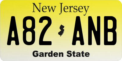 NJ license plate A82ANB