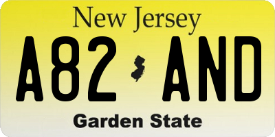 NJ license plate A82AND