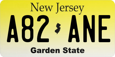 NJ license plate A82ANE
