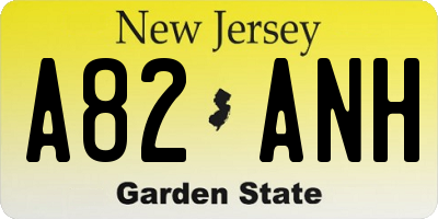 NJ license plate A82ANH
