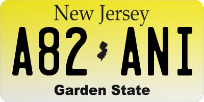 NJ license plate A82ANI