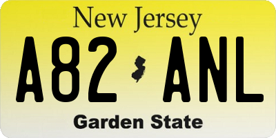 NJ license plate A82ANL