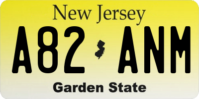 NJ license plate A82ANM