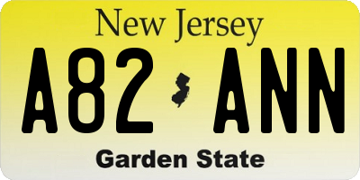 NJ license plate A82ANN