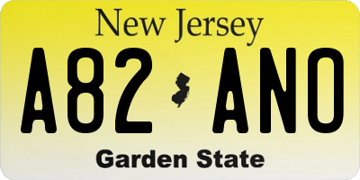 NJ license plate A82ANO