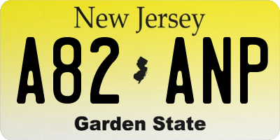 NJ license plate A82ANP