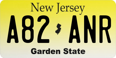 NJ license plate A82ANR
