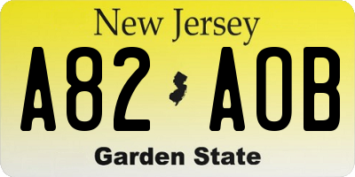 NJ license plate A82AOB