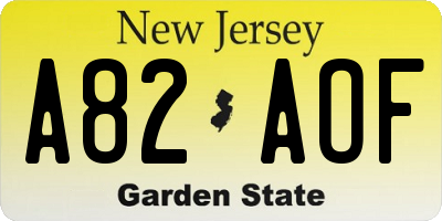 NJ license plate A82AOF