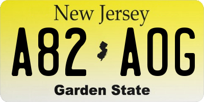 NJ license plate A82AOG