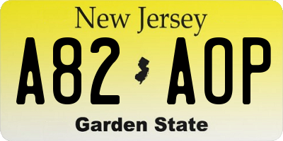 NJ license plate A82AOP