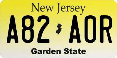 NJ license plate A82AOR