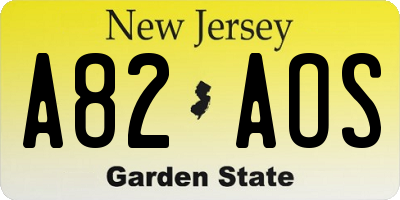 NJ license plate A82AOS