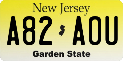 NJ license plate A82AOU