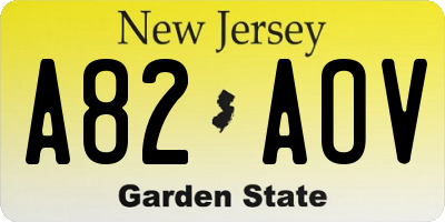 NJ license plate A82AOV