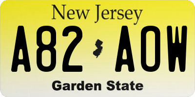 NJ license plate A82AOW