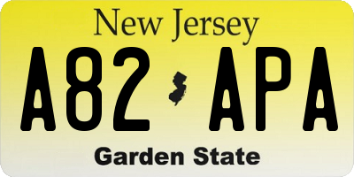 NJ license plate A82APA