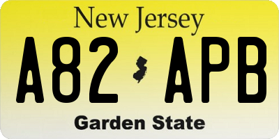 NJ license plate A82APB