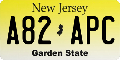 NJ license plate A82APC
