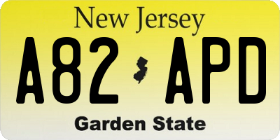 NJ license plate A82APD