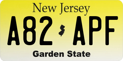NJ license plate A82APF
