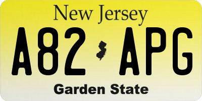 NJ license plate A82APG