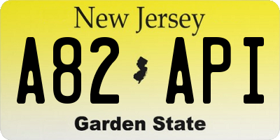 NJ license plate A82API