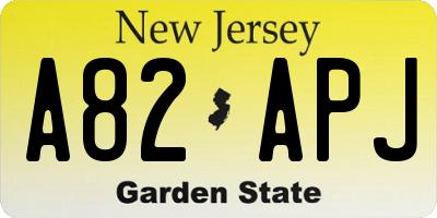 NJ license plate A82APJ