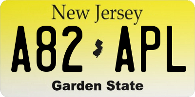 NJ license plate A82APL