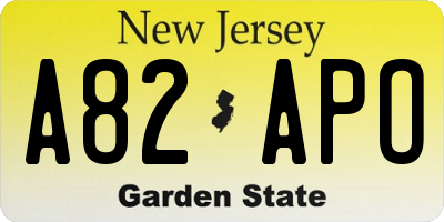 NJ license plate A82APO