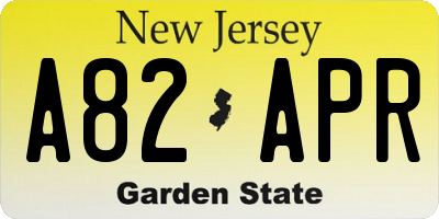 NJ license plate A82APR