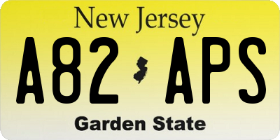 NJ license plate A82APS